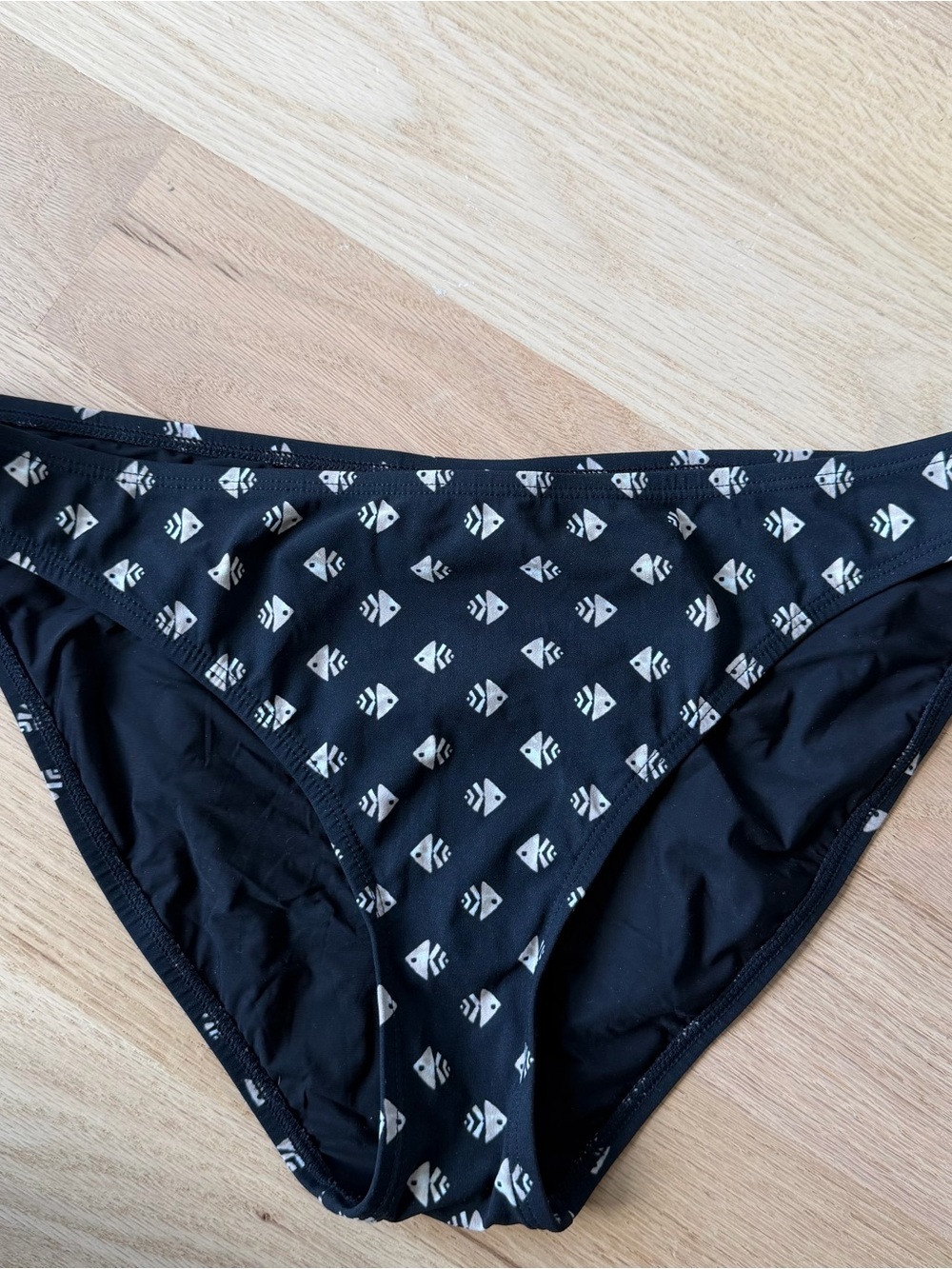 Tory Burch Black Bikini Bottoms with White Fish Motif